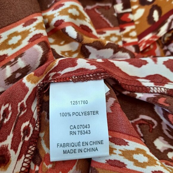 Cupcakes & Cashmere Top Ikat Aztec Print Short Sleeve Camp Shirt Womens Medium - Picture 10 of 15